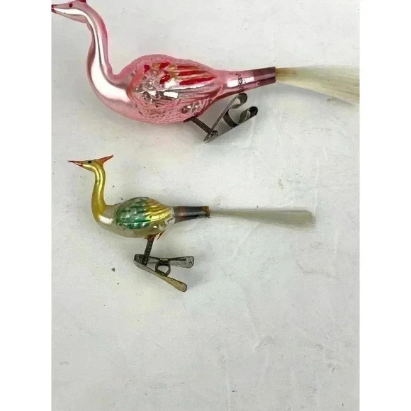 Antique German Blown Glass Clip on Birds with Tails Christmas Ornaments VTG - Picture 8 of 16